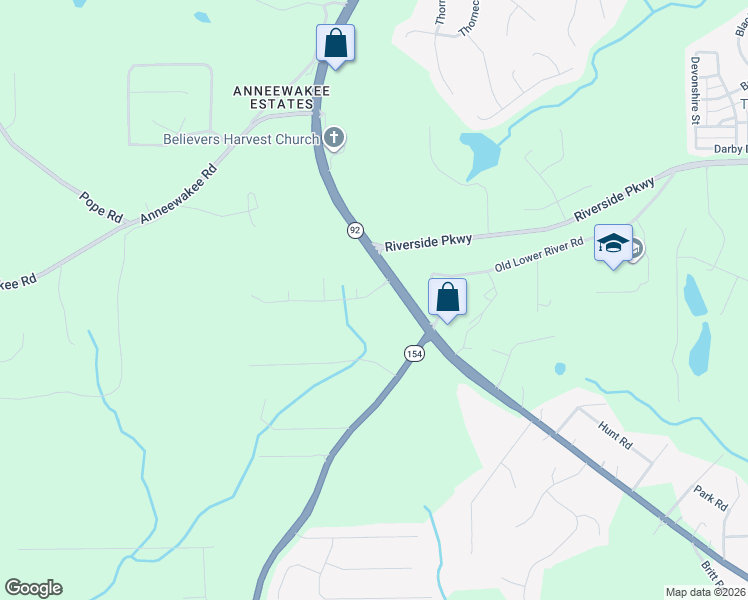 map of restaurants, bars, coffee shops, grocery stores, and more near 2595 Amber Creek Drive in Douglasville