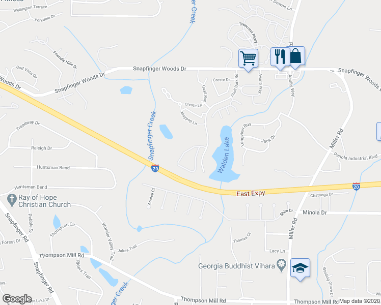 map of restaurants, bars, coffee shops, grocery stores, and more near 2930 Snapfinger Manor in Decatur