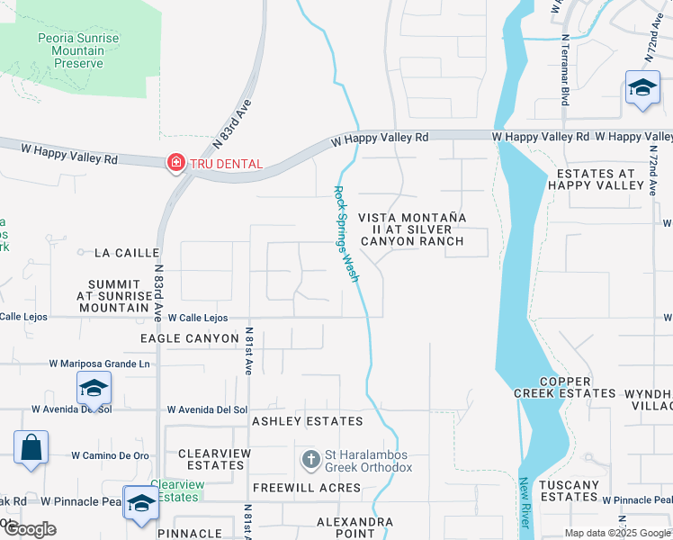 map of restaurants, bars, coffee shops, grocery stores, and more near 7908 West Villa Lindo Drive in Peoria