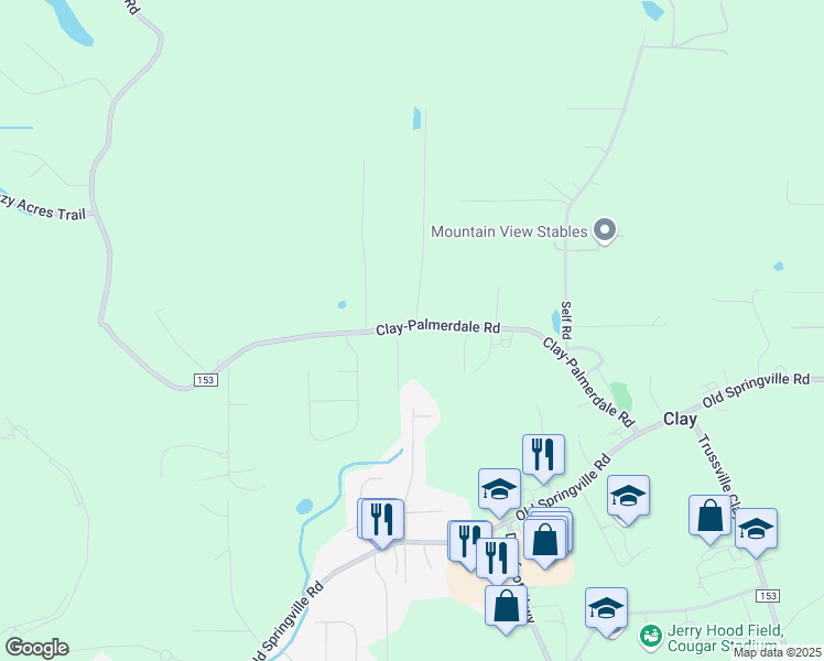 map of restaurants, bars, coffee shops, grocery stores, and more near 6333 Clay-Palmerdale Road in Pinson