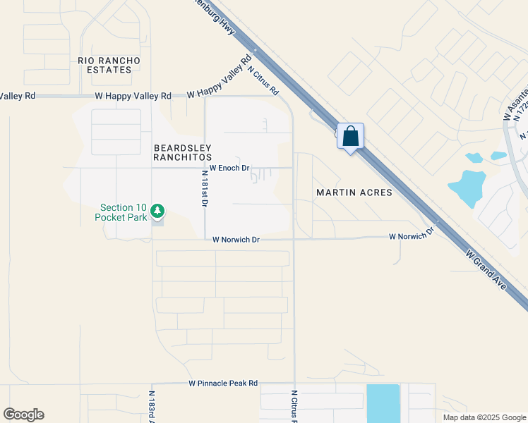 map of restaurants, bars, coffee shops, grocery stores, and more near 17939 West Audry Lane in Surprise