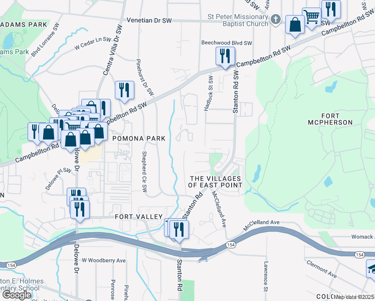 map of restaurants, bars, coffee shops, grocery stores, and more near 1821 Idlewood Drive in Atlanta