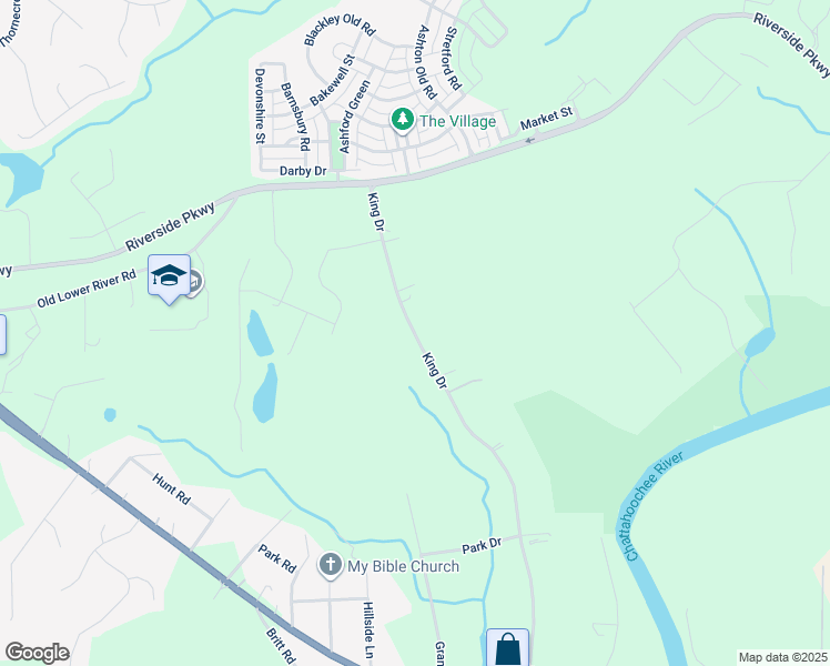 map of restaurants, bars, coffee shops, grocery stores, and more near 3650 King Drive in Douglasville