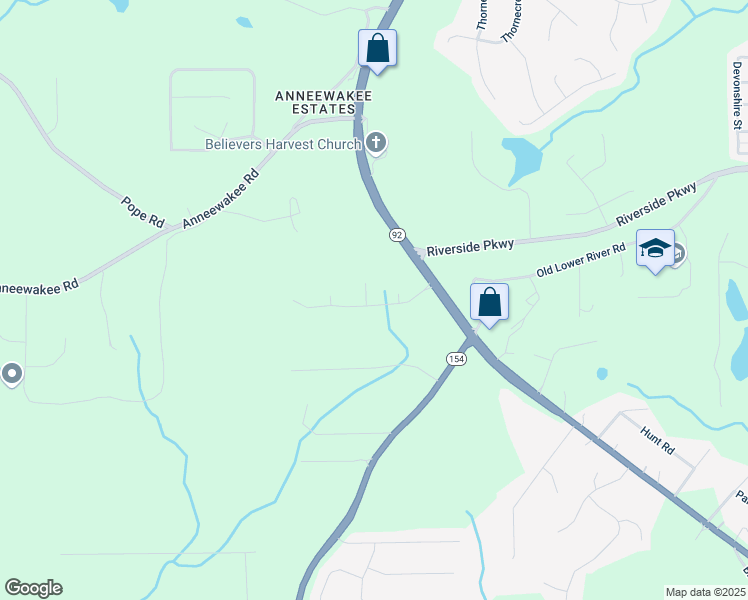 map of restaurants, bars, coffee shops, grocery stores, and more near 2630 Amber Creek Drive in Douglasville