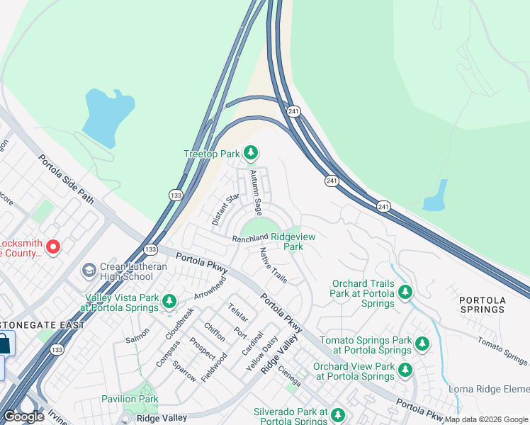 map of restaurants, bars, coffee shops, grocery stores, and more near 22 Ridge Valley in Irvine