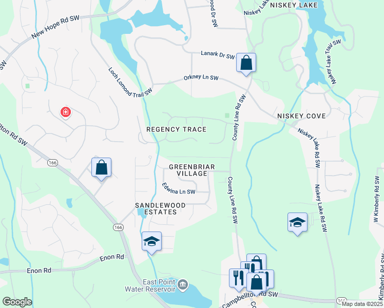 map of restaurants, bars, coffee shops, grocery stores, and more near 4504 Ajo Walk in Atlanta