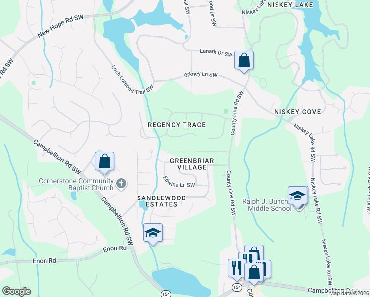 map of restaurants, bars, coffee shops, grocery stores, and more near 475 Carriage Gate Southwest in Atlanta