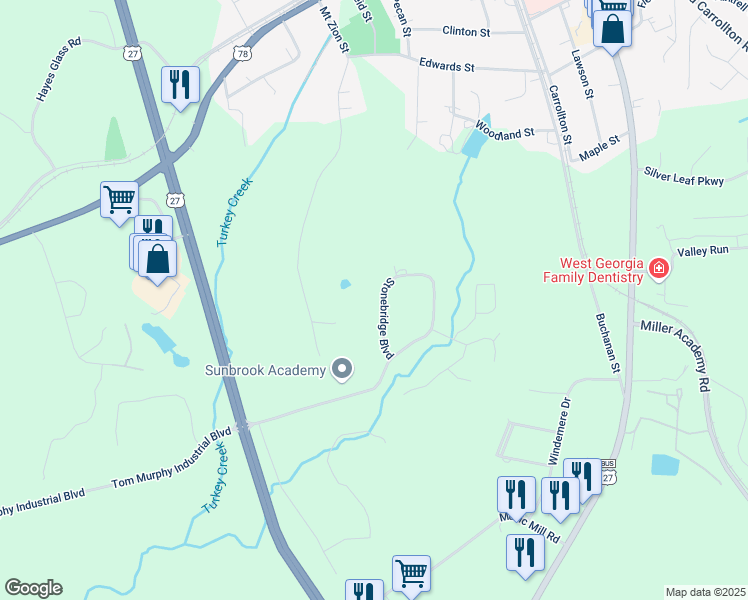 map of restaurants, bars, coffee shops, grocery stores, and more near 334 Stonebridge Boulevard in Bremen