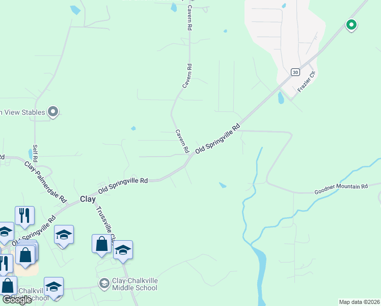 map of restaurants, bars, coffee shops, grocery stores, and more near 6960 Old Springville Road in Pinson
