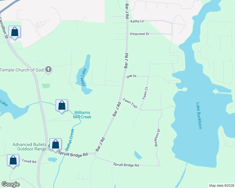 map of restaurants, bars, coffee shops, grocery stores, and more near 1477 Bar J Road in Temple