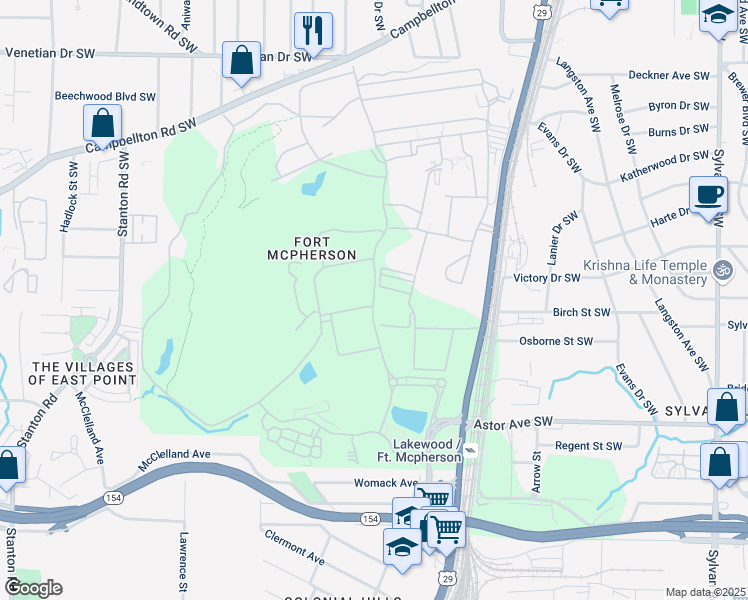 map of restaurants, bars, coffee shops, grocery stores, and more near in Atlanta
