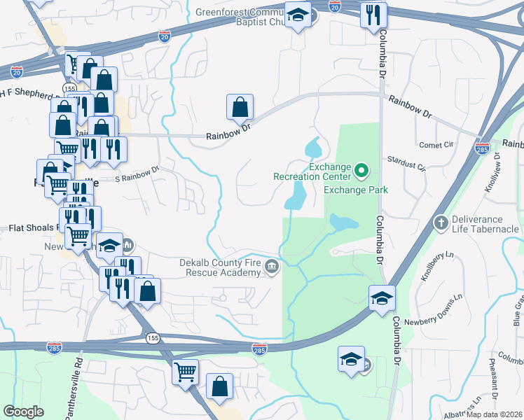 map of restaurants, bars, coffee shops, grocery stores, and more near 2842 Da Vinci Boulevard in Decatur