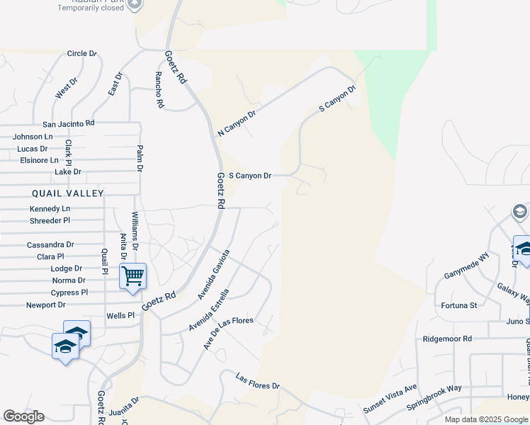 map of restaurants, bars, coffee shops, grocery stores, and more near Paseo Vivora in Menifee