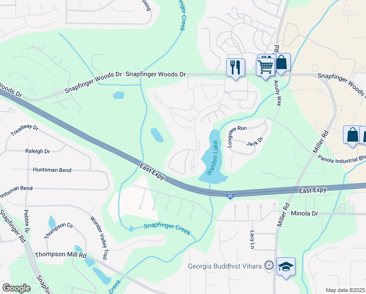 map of restaurants, bars, coffee shops, grocery stores, and more near 2735 Snapfinger Manor in Decatur