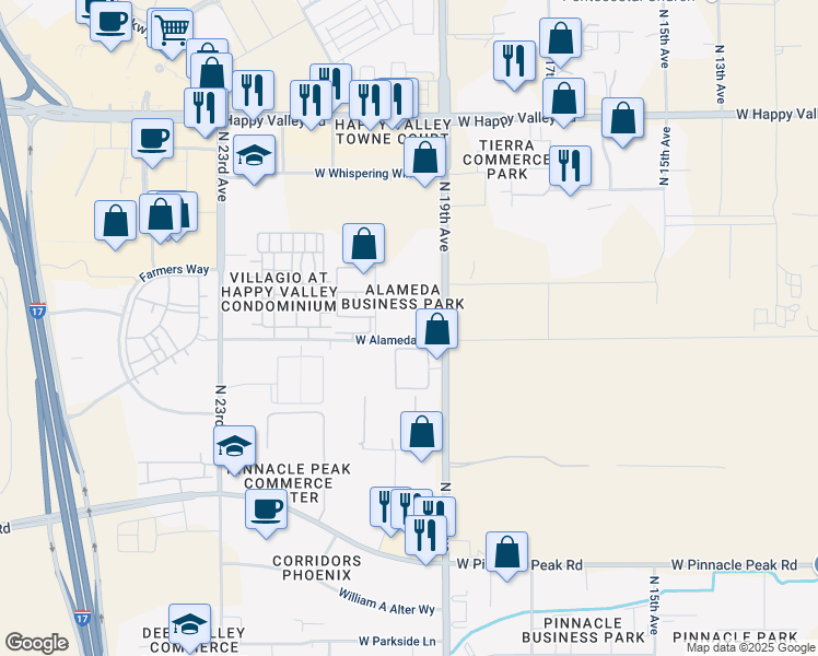 map of restaurants, bars, coffee shops, grocery stores, and more near 24330 North 19th Avenue in Phoenix