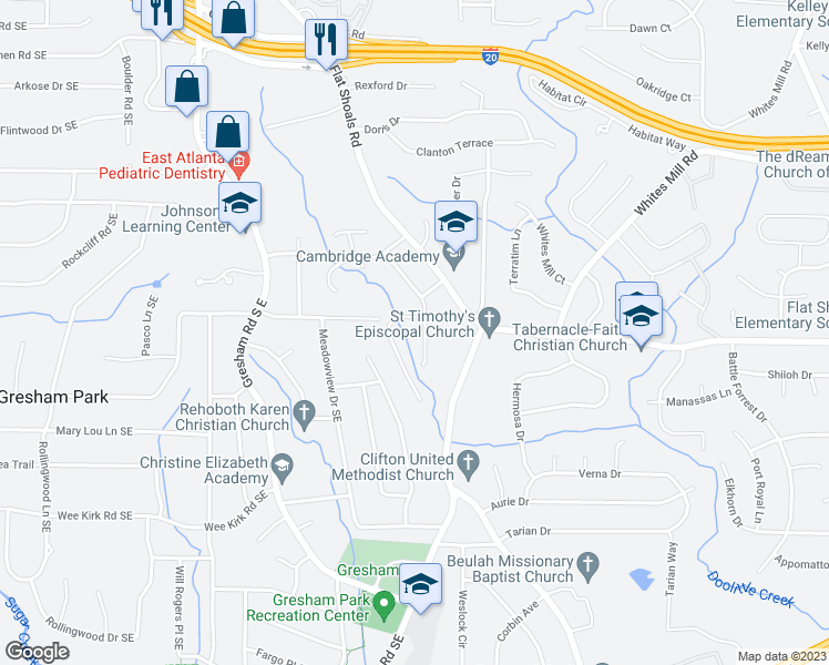 map of restaurants, bars, coffee shops, grocery stores, and more near 2784 Oxford Drive in Decatur