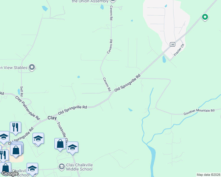 map of restaurants, bars, coffee shops, grocery stores, and more near 6960 Old Springville Road in Pinson