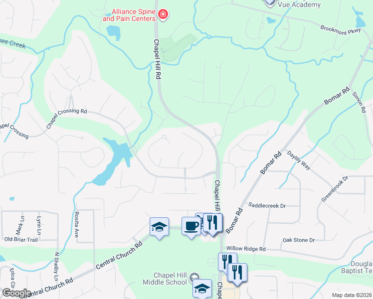 map of restaurants, bars, coffee shops, grocery stores, and more near 4310 Wellbrook Court in Douglasville