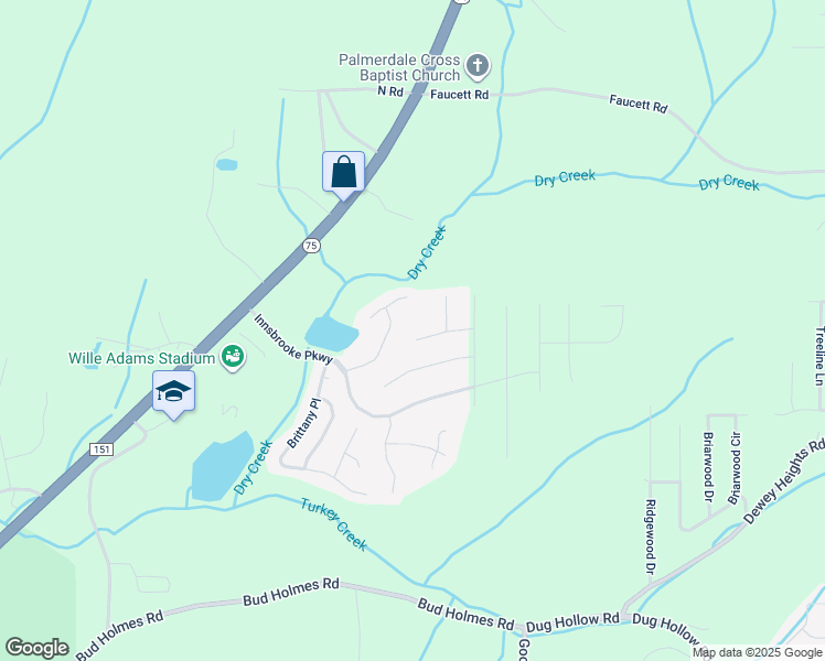 map of restaurants, bars, coffee shops, grocery stores, and more near 4706 Brook Crest Lane in Pinson