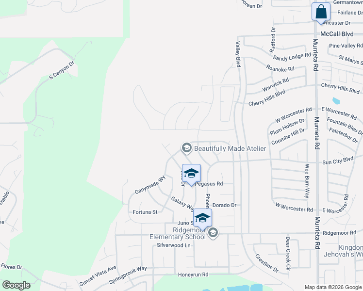 map of restaurants, bars, coffee shops, grocery stores, and more near 25270 Lyra Court in Menifee