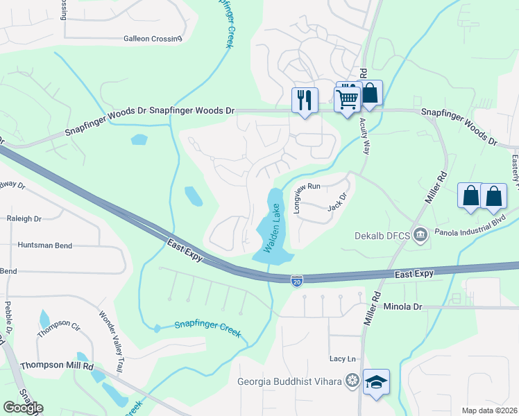 map of restaurants, bars, coffee shops, grocery stores, and more near 2715 Snapfinger Manor in Decatur