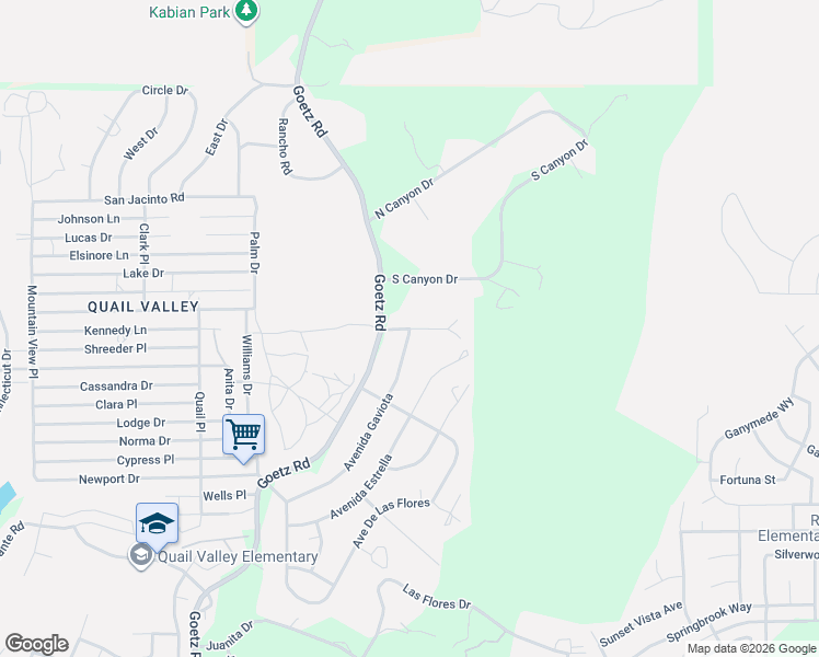 map of restaurants, bars, coffee shops, grocery stores, and more near Paseo Vivora in Menifee