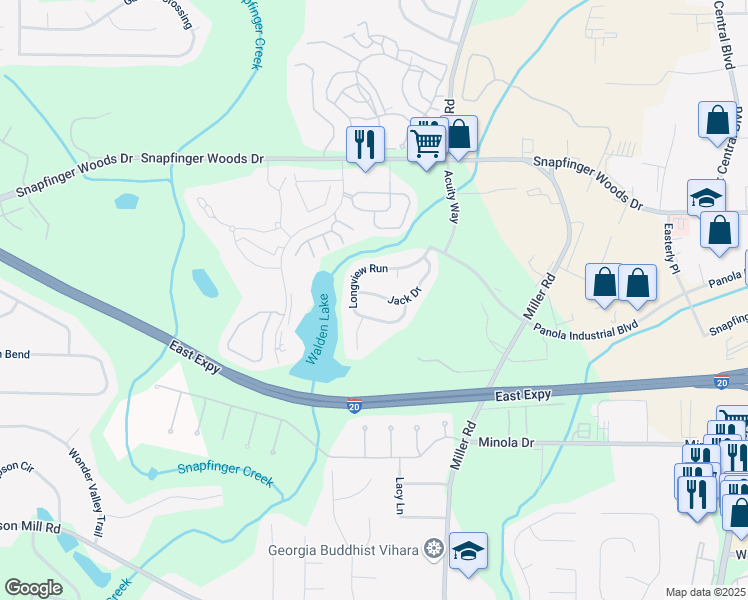 map of restaurants, bars, coffee shops, grocery stores, and more near 5015 Jack Drive in Decatur