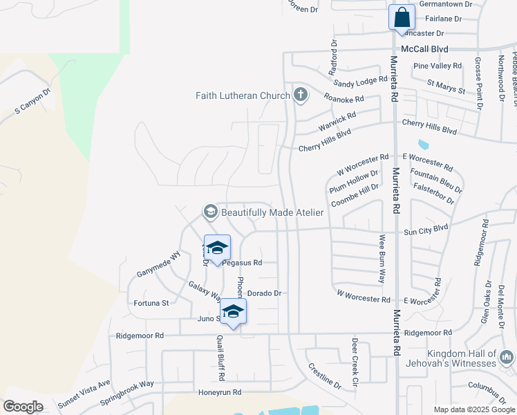 map of restaurants, bars, coffee shops, grocery stores, and more near 28602 Milky Way in Menifee