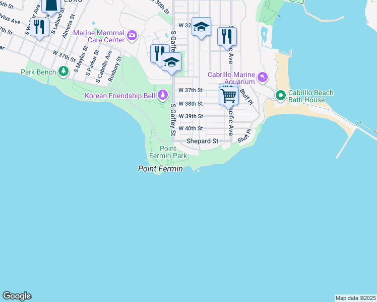 map of restaurants, bars, coffee shops, grocery stores, and more near 690 West Paseo Del Mar in Los Angeles