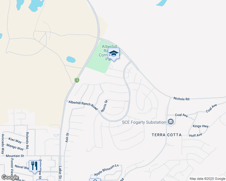 map of restaurants, bars, coffee shops, grocery stores, and more near 4164 Isabella Circle in Lake Elsinore