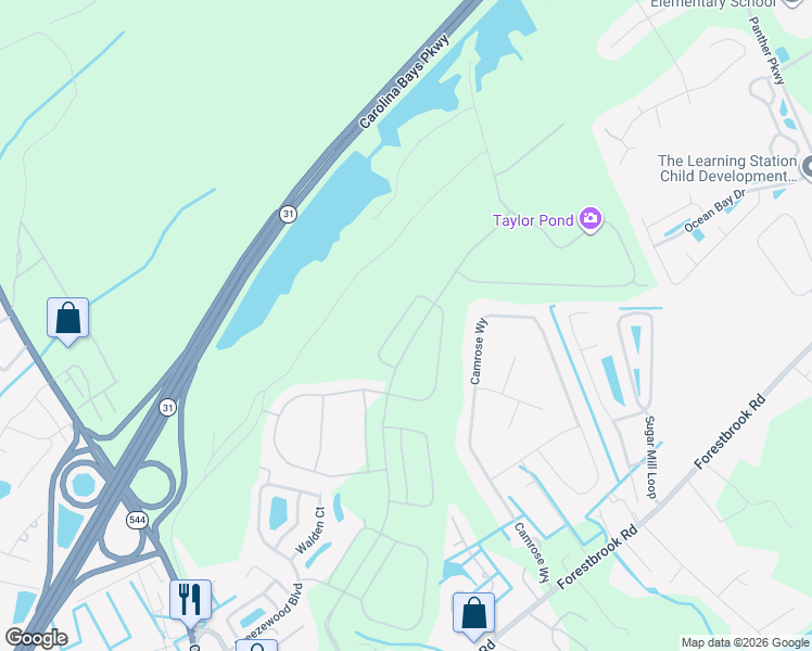 map of restaurants, bars, coffee shops, grocery stores, and more near Rambler Court in Myrtle Beach
