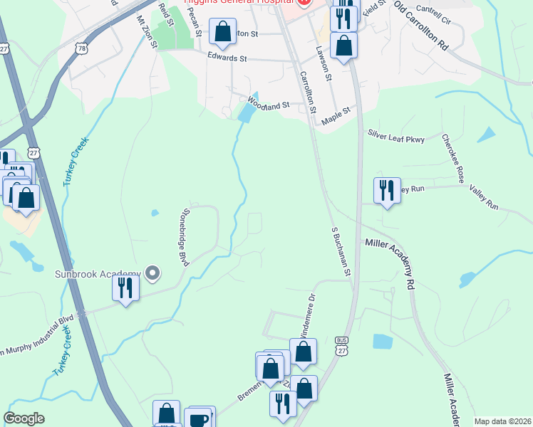 map of restaurants, bars, coffee shops, grocery stores, and more near 144 Crest Pointe in Bremen