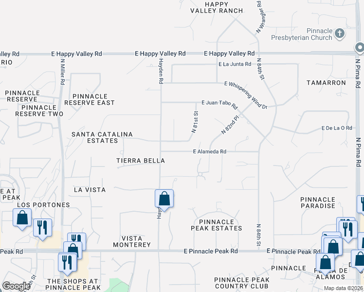 map of restaurants, bars, coffee shops, grocery stores, and more near 8047 East Parkview Lane in Scottsdale