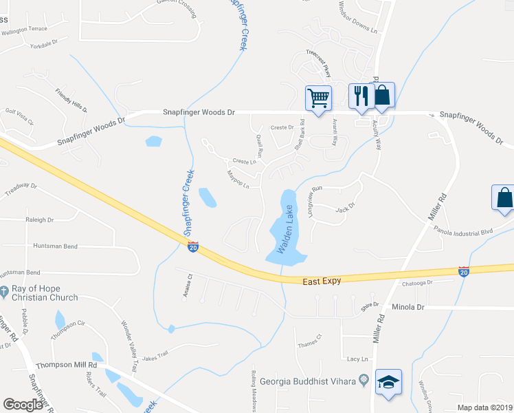 map of restaurants, bars, coffee shops, grocery stores, and more near 2715 Snapfinger Manor in Decatur