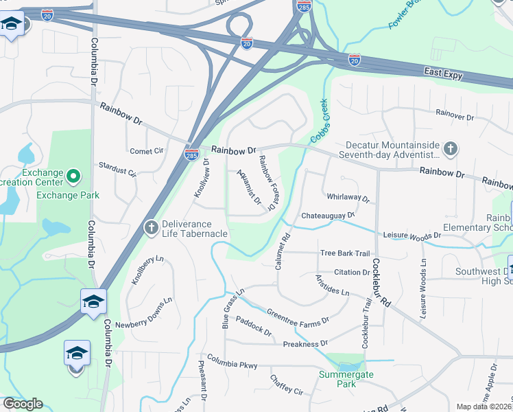 map of restaurants, bars, coffee shops, grocery stores, and more near 2731 Aquamist Drive in Decatur