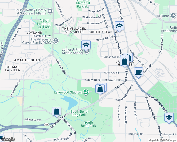 map of restaurants, bars, coffee shops, grocery stores, and more near 38 Adair Avenue Southeast in Atlanta