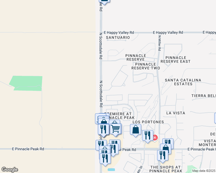 map of restaurants, bars, coffee shops, grocery stores, and more near 24292 North 72nd Way in Scottsdale