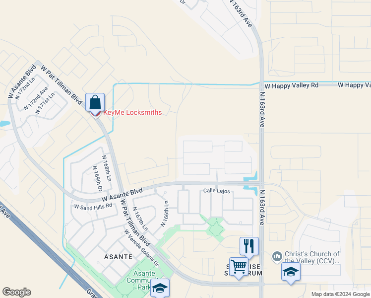 map of restaurants, bars, coffee shops, grocery stores, and more near 16594 West Questa Drive in Surprise