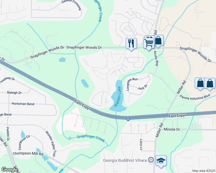map of restaurants, bars, coffee shops, grocery stores, and more near 2715 Snapfinger Manor in Decatur
