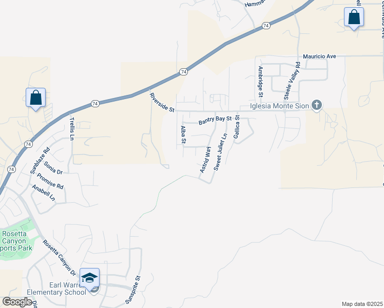 map of restaurants, bars, coffee shops, grocery stores, and more near 52997 Carrousel Court in Lake Elsinore