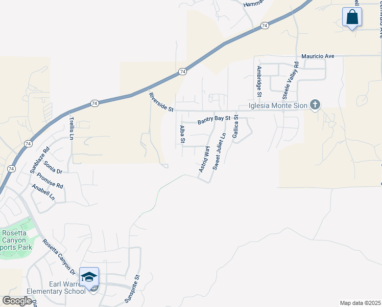 map of restaurants, bars, coffee shops, grocery stores, and more near 52997 Carrousel Court in Lake Elsinore