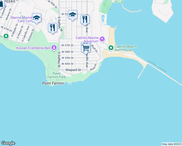 map of restaurants, bars, coffee shops, grocery stores, and more near 501 West Paseo Del Mar in Los Angeles