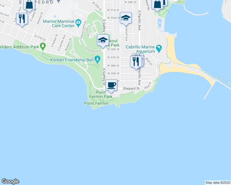 map of restaurants, bars, coffee shops, grocery stores, and more near 4125 South Carolina Place in Los Angeles