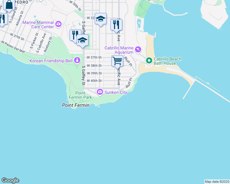 map of restaurants, bars, coffee shops, grocery stores, and more near 510 West Paseo Del Mar in Los Angeles
