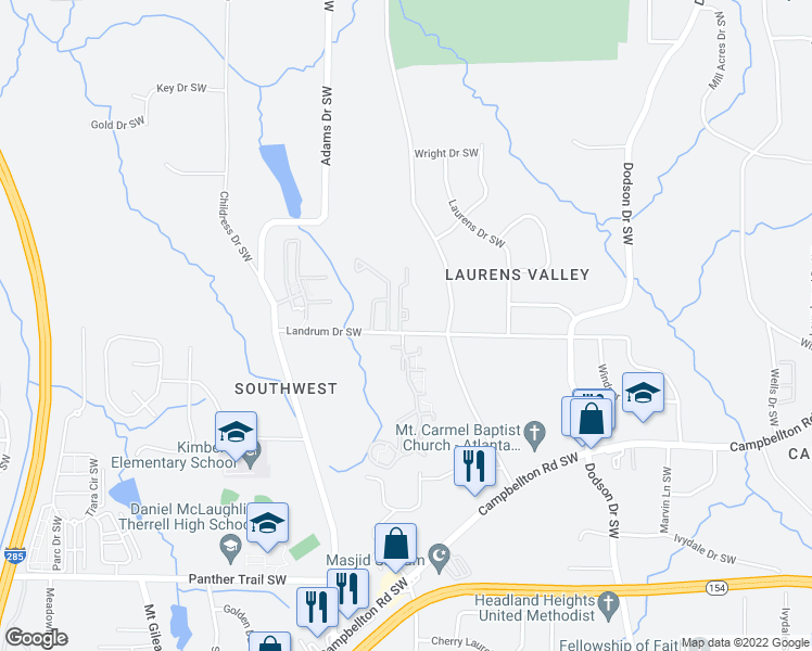 map of restaurants, bars, coffee shops, grocery stores, and more near 1852 Devon Drive in Atlanta