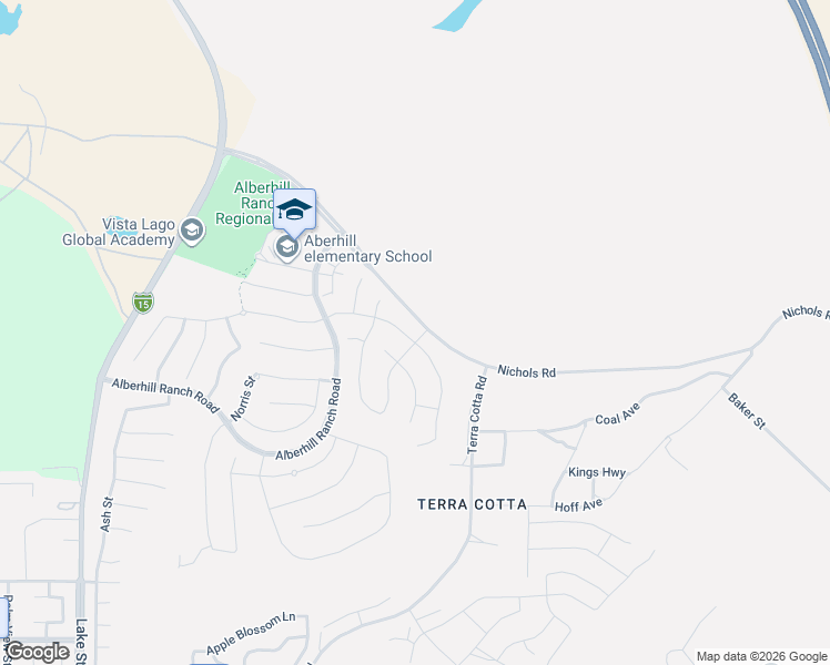 map of restaurants, bars, coffee shops, grocery stores, and more near Nichols Road in Lake Elsinore