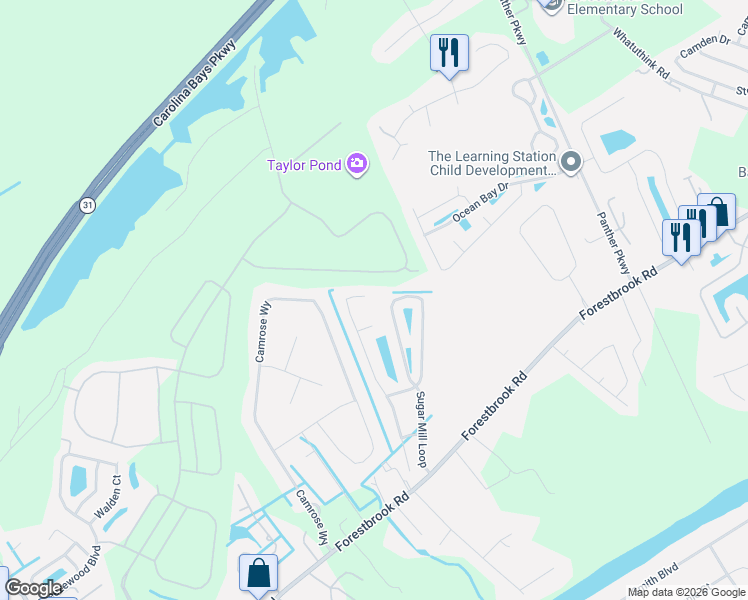 map of restaurants, bars, coffee shops, grocery stores, and more near 788 Rambler Court in Myrtle Beach