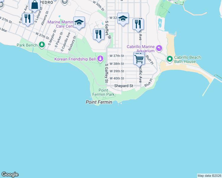 map of restaurants, bars, coffee shops, grocery stores, and more near 740 West Paseo Del Mar in Los Angeles