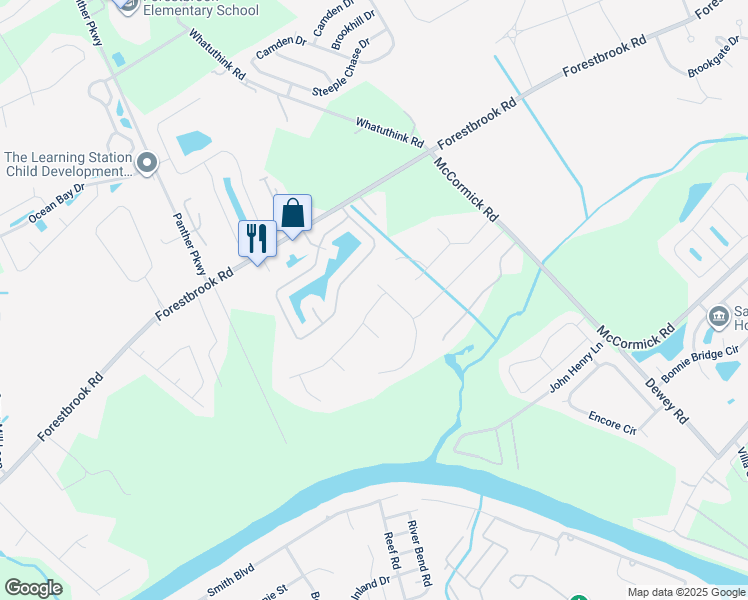map of restaurants, bars, coffee shops, grocery stores, and more near 289 Ashepoo Creek Drive in Myrtle Beach