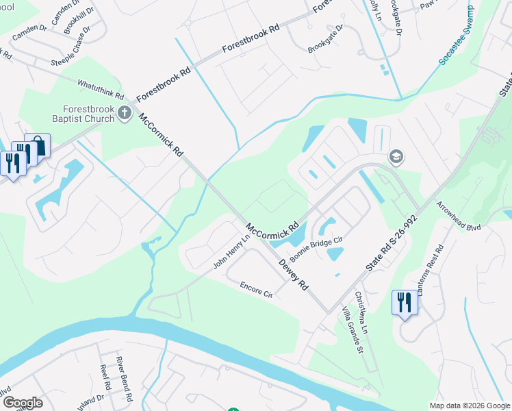 map of restaurants, bars, coffee shops, grocery stores, and more near 3630-3668 McCormick Rd in Myrtle Beach